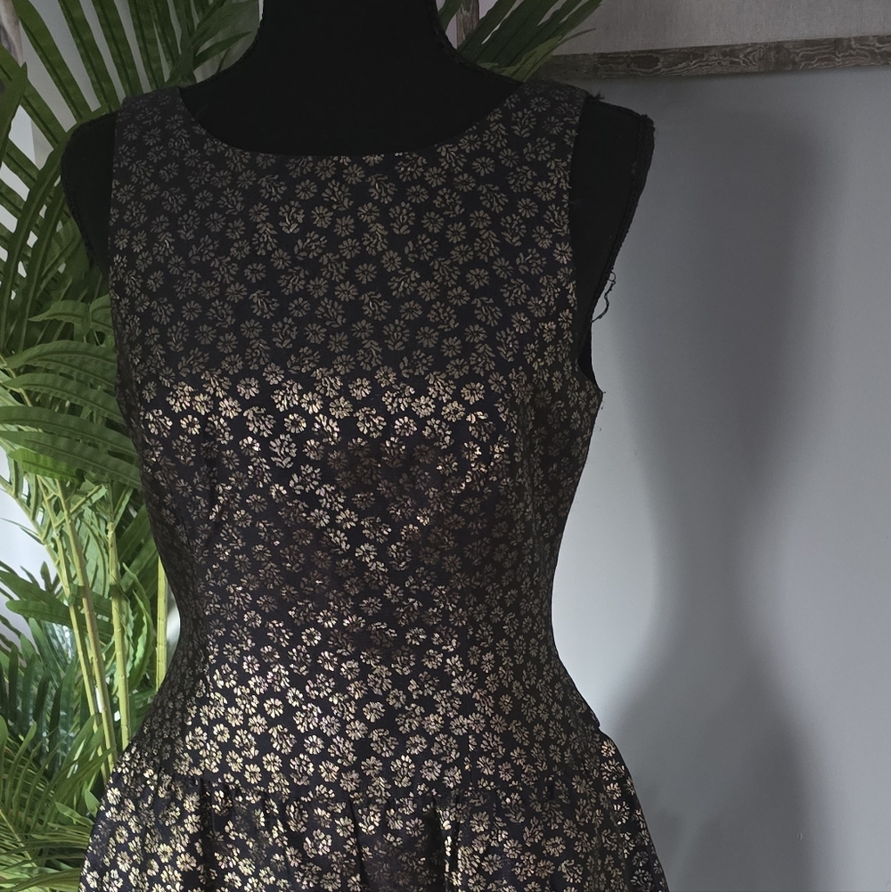 Elegant Black and Gold Floral Dress